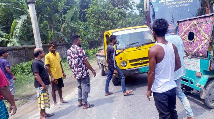 নবাবগঞ্জে পিকআপ ইজিবাইক সংঘর্ষে ব্যবসায়ী আহত